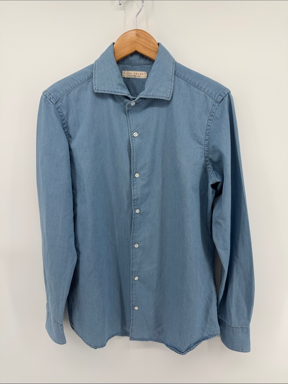 Luca Faloni Cotton Button Down Shirt in Blue 15.5 / 39 A21